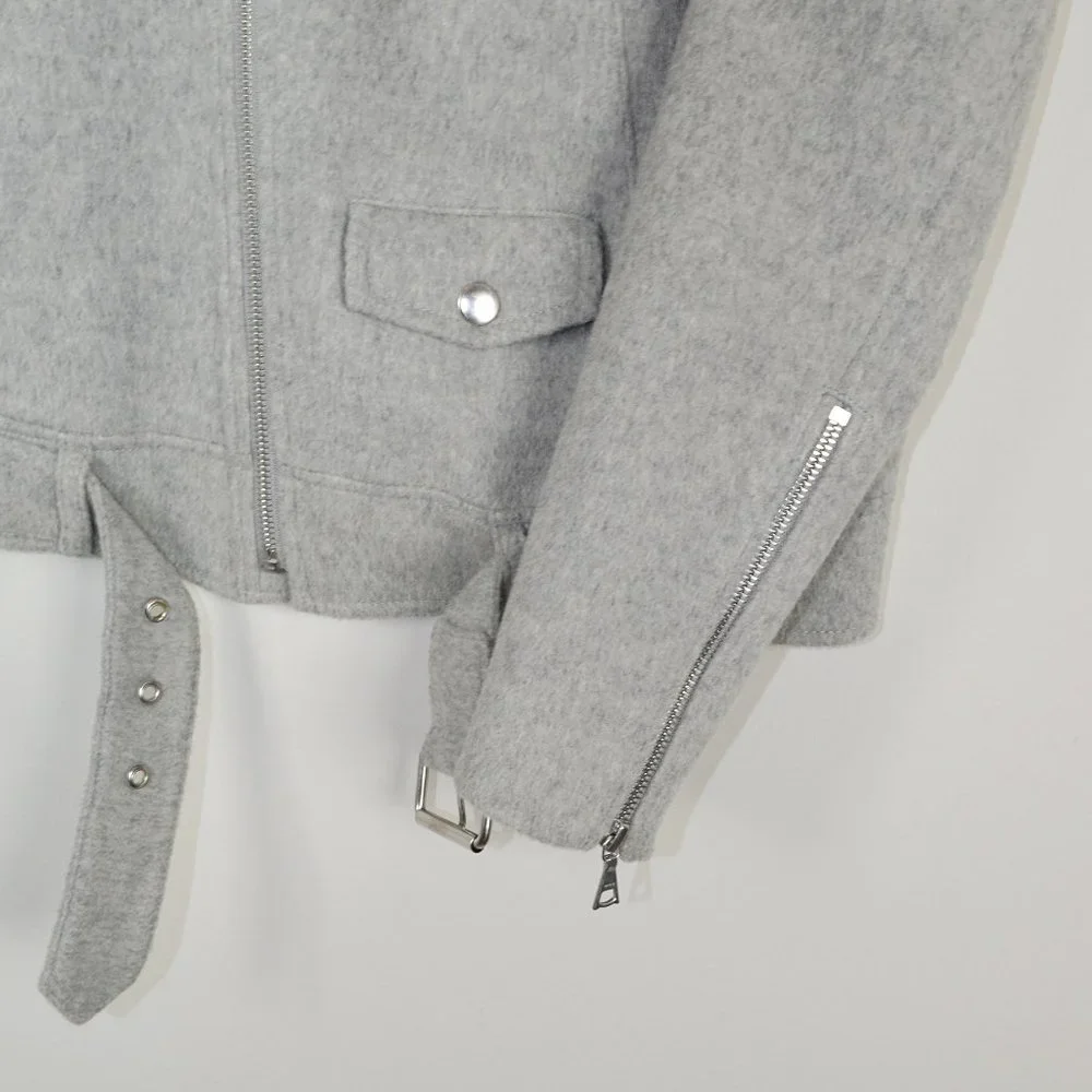 Theory Wool Cashmere Grey Tralsmin Moto Biker Jacket Size P/XS - Picture 11 of 13